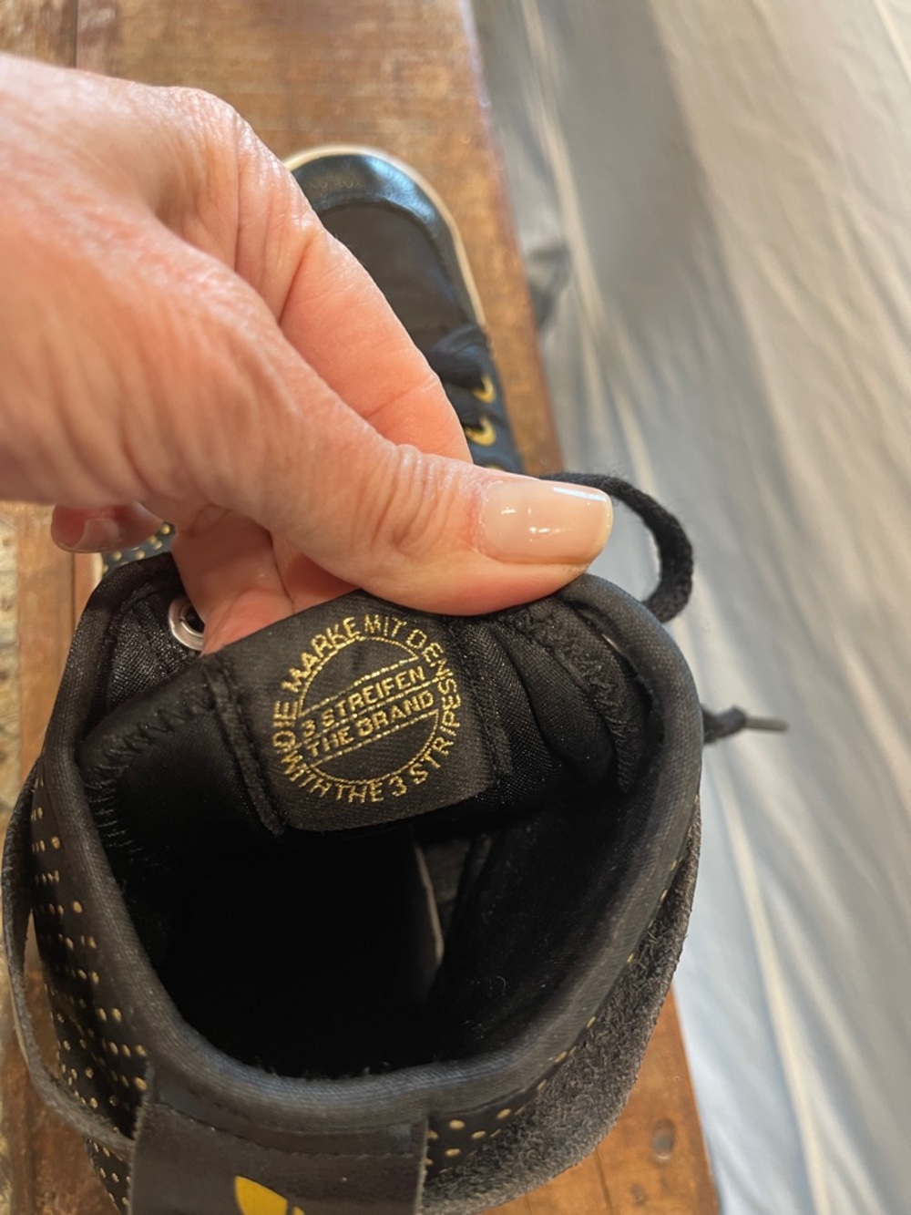 adidas Black High-Top Sneakers with Gold Hardware - Picture 7 of 11